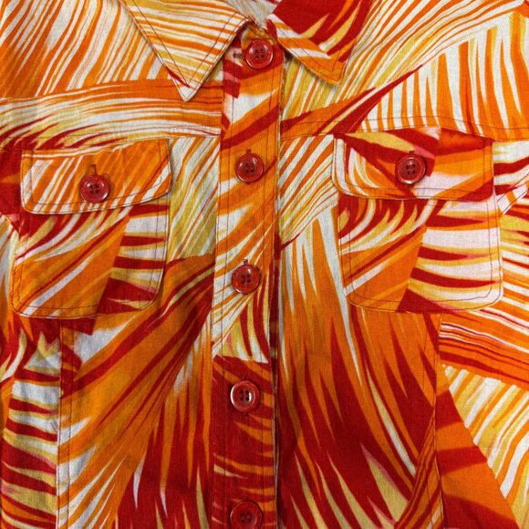 VTG Company Collection Womens Linen Blend Button-Up Shirt Tropical Size PL - Picture 6 of 7